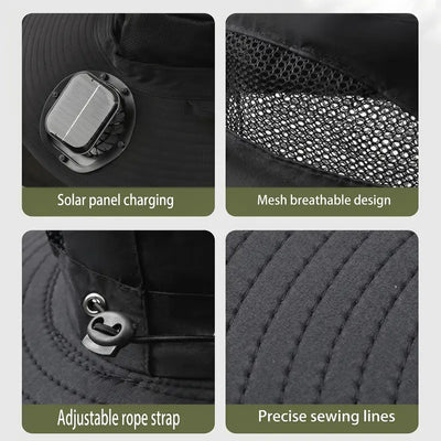 2026 New Three Solar Fan Outdoor Cooling Fan Hat