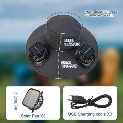 2026 New Three Solar Fan Outdoor Cooling Fan Hat