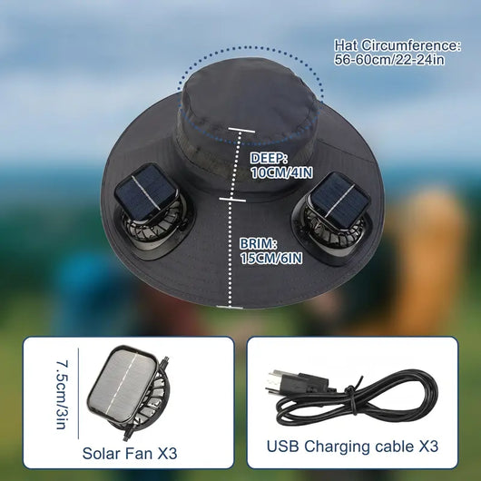 2026 New Three Solar Fan Outdoor Cooling Fan Hat